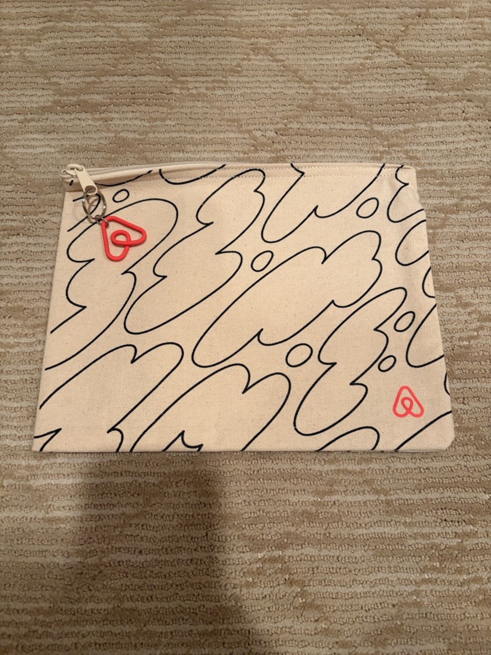 Canvas Zip Pouch with Black Scribble Print
